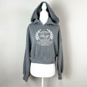 Abercrombie & Fitch Soft‎ A&F Collection Cropped Gray Crest Hoodie Size Small